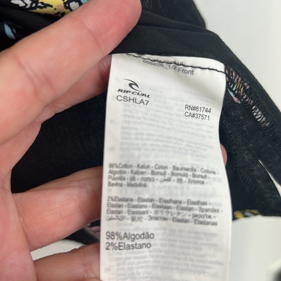 Rip Curl - Black With Colorful Palm Tree Button Down Short Sleeve Top Large - Picture 8 of 9